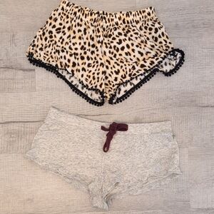 PINK Gray Heather & Cheetah Sleep Shorts with Contrasting Logo
